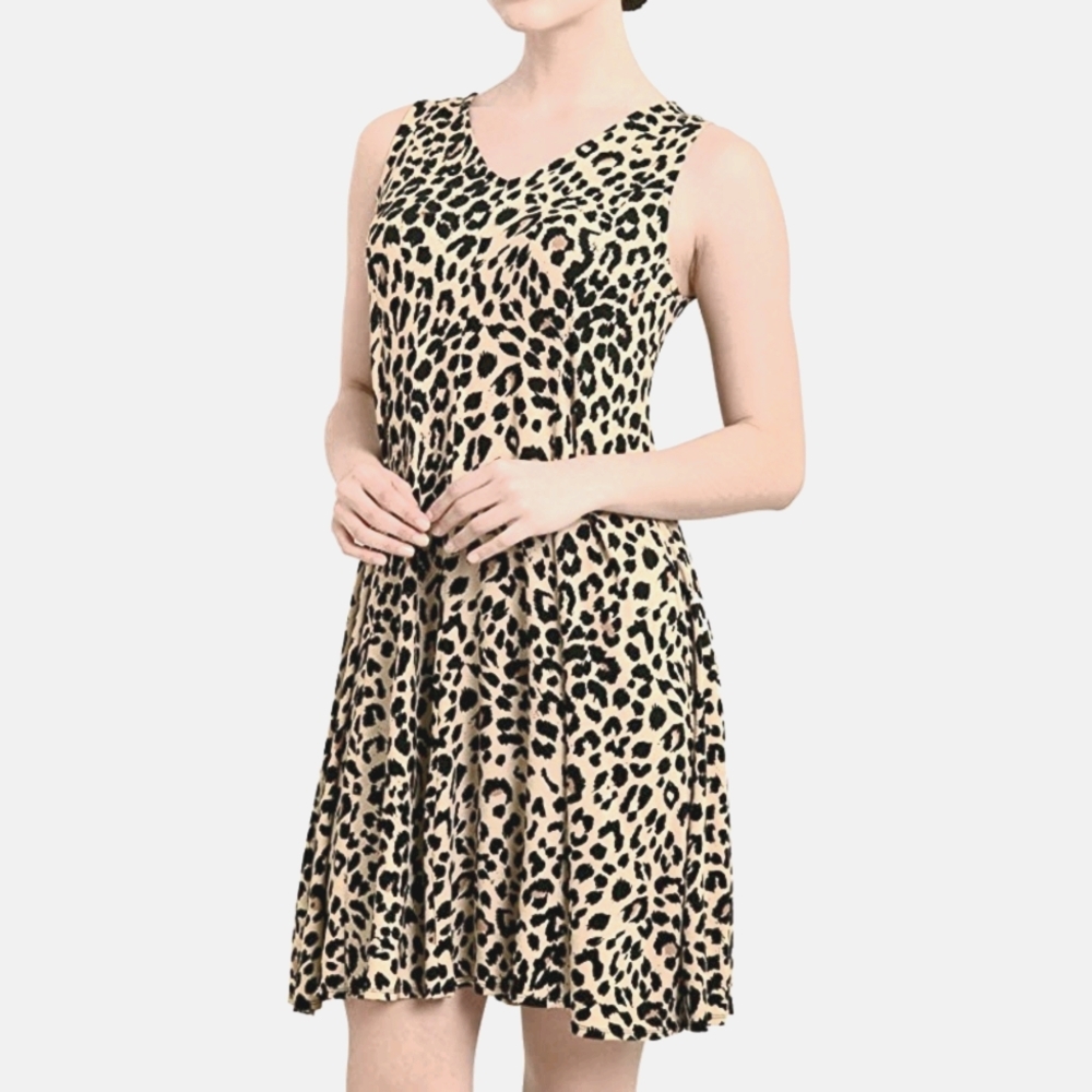 Premise Sleeveless Cheetah Print Dress